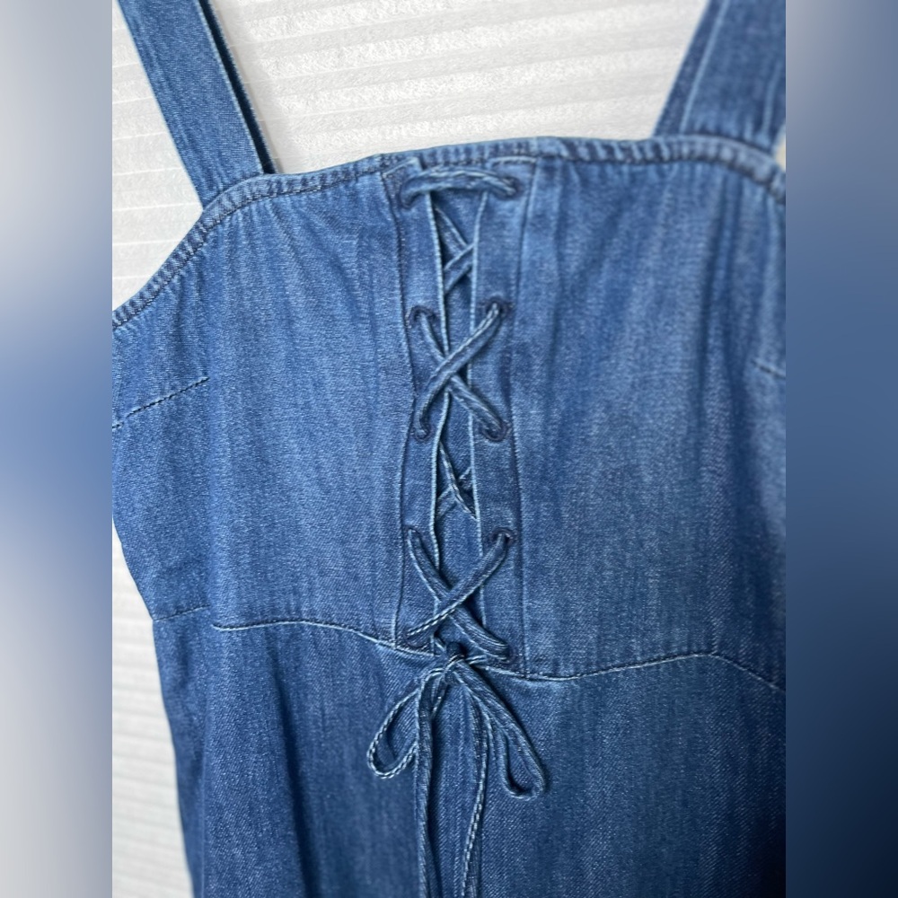 GAP Denim Women's Size 10 Blue Tank Corset Top Midi Dress Dark Wash NEW - Picture 8 of 14
